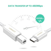 کابل USB-C پرینتر یوگرین مدل US241-50446 طول 2 متر
