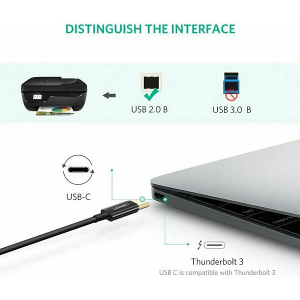 کابل USB-C پرینتر یوگرین مدل US241-50446 طول 2 متر